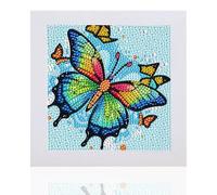 DiiWmme Kit de peinture diamant pour enfants de 5 à 12 ans, arts et travaux manuels en forme de papillon avec cadre photo en bois, cadeaux d'anniversaire pour filles, décoration de chambre créative et
