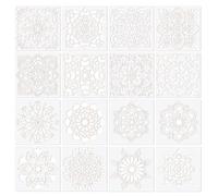 DiiWmme Lot de 16 pochoirs réutilisables pour peinture mandala - 15,2 x 15,2 cm - Pochoirs d'art pour bois, murs, tissus, sols, carrelage, idéal pour les travaux manuels, le scrapbooking et la