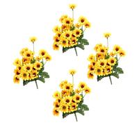 DiiWmme Lot de 4 bouquets de tournesols artificiels réalistes avec tige - Bouquet de fleurs artificielles pour jardin, maison, bureau, décoration de fête