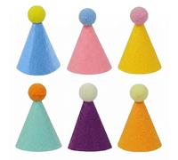 DiiWmme Lot de 6 mini chapeaux de fête pour animaux de compagnie - En | Pour chats et petits chiens, jolis chapeaux de fête avec pompon, idéal pour les anniversaires d'animaux et les séances photo