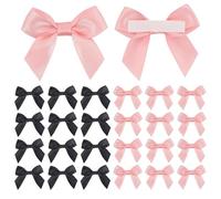 DiiWmme Lot de 60 nœuds adhésifs en satin rose et noir pour emballage cadeau, décoration de mariage, fête (6,35 cm, mini nœuds roses + 30 noirs)