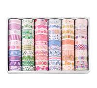 DiiWmme Lot de 60 rouleaux de ruban adhésif Washi avec motifs rétro et basiques pour bullet journal, bricolage, scrapbooking, planificateur, décoration et emballage cadeau