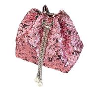DiiWmme Sac seau pour femme, pochette noire scintillante avec cordon de serrage, sangle de chaîne amovible, sac à main élégant à bandoulière pour fête de mariage, sac de soirée pour filles et femmes