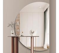 Dijateman 100/120cm Demi Lune Miroir Mural de Désembuage, Miroir Pleine Longueur pour Salon Décoration, 3 Couleurs Dimmable Intelligent, Rétro-éclairé(Left,130 * 90cm)