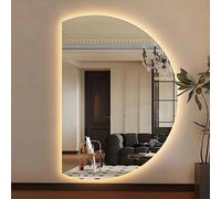 Dijateman 110/120cm Demi Lune HD Miroir LED, Rétroéclairé Réglable Décoratif Miroirs, Miroir Lumineux à Économie d'Énergie, Gauche/Droite Coupé(Right Semicircle,130 * 90cm)
