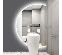 Dijateman 130/90cm sans Cadre Miroir de Salle de Bain, Anti-Buée, 3 Couleurs, Demi-Cercle Rétroéclairé Miroir Pleine Longueur Gauche/Droite Coupé, 110/120cm(Left Semicircle,43in)