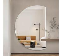 Dijateman 3 Couleurs LED Rétro-éclairé Miroir Cosmétique, Demi-Cercle Miroir Anti-Buée de Salle de Bain a Fixer au Mur, avec Bouton Tactile Intelligent(Cut Right,130cm/51in)