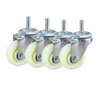 Dijateman 4 Pack roulettes Charge Lourde verrouillables 75mm avec Frein, roulettes pivotantes à Tige filetée M14 M16 M20mm, roulettes pour Nylon de Rechange, Porteur 100kg(Swivel,M16*30)