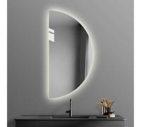 Dijateman 40 * 80cm Miroir Mural Demi Lune Irrégulier avec Anti-buée, Rétro-éclairé 3 Couleurs Dimmable, 120cm Miroir Pleine Longueur pour Salon Décoration(Right Semicircle,16''x32'')