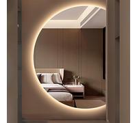 Dijateman Demi-Cercle LED Miroir de Salle de Bain, Intelligent Anti-Buée Décoratif Miroirs, 3 Couleurs Rétroéclairé, sans Cadre, Antidéflagrant(Cut Right,43''x28'')