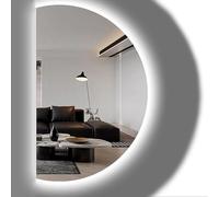 Dijateman Demi-Cercle LED Miroir de Salle de Bain, Intelligent Anti-Buée Décoratif Miroirs, 3 Couleurs Rétroéclairé, sans Cadre, Antidéflagrant(Cut Left,43''x28'')