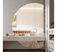 Dijateman Demi-Cercle Lumineux Miroir Anti-Buée de Salle de Bain, avec Interrupteur Tactile, LED rétro-éclairé Dimmable Décoratif Miroirs, Fixer au Mur(Right Cut,47 * 32in)