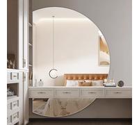 Dijateman Demi-Cercle Lumineux Miroir Anti-Buée de Salle de Bain, avec Interrupteur Tactile, LED rétro-éclairé Dimmable Décoratif Miroirs, Fixer au Mur(Left Cut,51 * 35in)