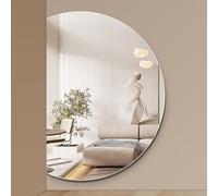 Dijateman Demi-Cercle Miroir de Salle de Bain a LED Muraux, 3 Couleurs LED Rétro-éclairé Dimmable, Miroir de courtoisie Tactile Anti-buée, sans Cadre(Right Semicircle,39in/100cm)