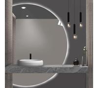 Dijateman Demi-Cercle Miroir de Salle de Bain à LED muraux, avec Interrupteur Tactile et Fonction Anti-buée, 3 Couleurs Rétro-éclairé Miroir Intelligent(Right Semicircle,35 * 24in)