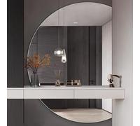 Dijateman Demi-Cercle Miroir Mural éclairé à LED, 3 Couleurs Illumination Rétro-éclairé Réglable, Miroir Pleine Longueur Décoration 120/130cm, sans Cadre(Cut Right,110cm)