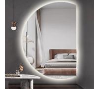 Dijateman Demi-Cercle Rétroéclairé Décoratif Miroirs, 3 Couleurs sans Cadre LED Miroir Cosmétique, avec Interrupteur Tactile et Fonction Anti-buée, pour Maison(Right Cut,51in)