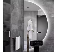 Dijateman Demi Lune 120cm Miroir de Salle de Bain Décoration, 100cm HD Miroir de Maquillage Demi-Cercle pour Maison, 3 Couleurs Anti-buée, Rétroéclairé(Left Cut,60 * 120cm)