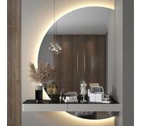 Dijateman Demi Lune LED RéTroéClairé Vanité Miroir, HD Anti-Buée, Intelligent Salle de Bain Miroir Mural avec Interrupteur Tactile Dimmable, 3 Couleurs(Left,51in)