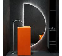 Dijateman Demi Lune Miroir Anti-Buée de Salle de Bain, Dimmable Miroir de Maquillage Lumineux LED, Rétro-éclairé, 3 Lumières de Couleur, pour Maison Décoration(Left Cut,16''x32'')