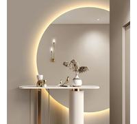 Dijateman Demi Lune Miroir de Maquillage Lumineux LED, Miroir de Vanité Mural 3 Lumières de Couleur, sans Cadre Désembuage Intelligent Miroir, Antidéflagrant(Left,120 * 80cm)