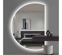 Dijateman Grand Demi-Cercle Salle de Bain Vanity Mirror with Anti-buée, Intelligent 3 Couleurs Rétroéclairé Miroir Pleine Longueur, pour Maison Décoration(Right Cut,100cm)