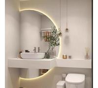 Dijateman Grand Miroir de Vanité Mural avec Éclairage LED, Intensité Variable Anti-Buée Miroir Lumineux à Économie d'Énergie, 3 Couleurs Réglable(Cut Left,39in)