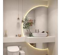 Dijateman Grand Miroir de Vanité Mural avec Éclairage LED, Intensité Variable Anti-Buée Miroir Lumineux à Économie d'Énergie, 3 Couleurs Réglable(Cut Right,35in)