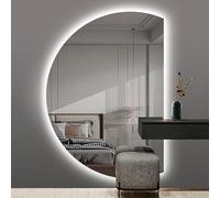 Dijateman Intelligent sans Cadre Miroir de Salle de Bain avec Éclairage LED, Dimmable Miroir de Vanité Mural, Multifonctionnel Miroir pour Maison Décoration(Left Semicircle,35 * 24in)