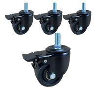 Dijateman Lot de 4 roulettes 75mm Charge Lourde, Tige filetée M14 M16 M20, roulettes Pivotantes À 360 Degrés, Silencieux roulettes Nylon pour Industrielle(Brake,M16*30)