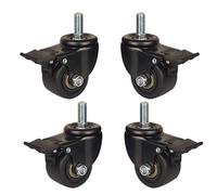 Dijateman Lot de 4 Tige filetée M12 M16 avec Frein, 75mm roulettes pivotantes en Nylon avec roulement, résistantes, pour Chaise Meubles Chariots(Brake,M16*30)