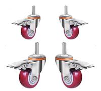 Dijateman M12 M16 roulettes Roulement Charge Lourde, Roulette PU silencieuse avec Frein, 75/100/125mm Roue de Meuble pour Les étagères/Chariots 4 Pièces(5inch,M12*30)