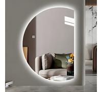 Dijateman Miroir de Maquillage Lumineux LED à Fixer au Mur, Demi-Cercle Miroir de Salle de Bain Anti-Buée Intelligent, avec Interrupteur Tactile, 3 Couleurs(Left Semicircle,51in)