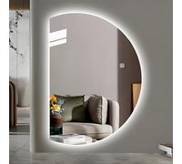 Dijateman Miroir de Maquillage Lumineux LED à Fixer au Mur, Demi-Cercle Miroir de Salle de Bain Anti-Buée Intelligent, avec Interrupteur Tactile, 3 Couleurs(Right Semicircle,47in)