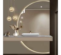 Dijateman Réglable Demi-Cercle Miroir Anti-Buée de Salle de Bain, 3 Colors RéTroéClairé Vanité Miroir, with Intelligent Touch Switch, Multifunctional(Left,100cm)