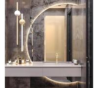 Dijateman Réglable Miroir de Salle de Bain de Muraux 130cm, Anti-Buée Tactile Intelligent 110cm Miroir de Maquillage Lumineux LED, 3 Couleurs(Left,47 * 32in)