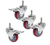 Dijateman Roulette Pivotantes Charge Lourde 75mm avec Frein, M16 x 30mm Universelles roulettes pour Meubles, capacité Charge 400KG roulettes Transport, 4 Pack(Brake,M16*30)