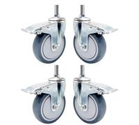 Dijateman roulettes for Meubles avec Tige Fileté M20 x 60 mm, Roulette Robuste Nylon Pivotante 75/100/125mm, 4 pièces avec Frein Roues Chariot À Main(Brake,5inch)