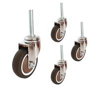 Dijateman Roulettes pivotantes à tige filetée M12*60, Roulettes charge lourde verrouillables 50/63/75mm avec frein, Lot de 4 Roulettes charge lourde(Swivel,3inch)