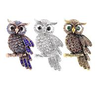 dijiusidy 3 pack/lot strass chat intégré brillant symbolisant les broches de sagesse et pour 3 pack/lot broches hibou Vintage et