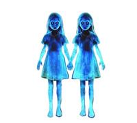 dijiusidy Ensemble de Panneaux de Jardin Whispers of Fear Twin Ghosts (40 cm Hauteur) avec piquets (40 cm Hauteur) et échos Jardin d'halloween. Fantômes effrayants Filles, Logos Simples, 2 pièces