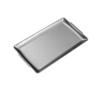 dijiusidy Plateau de service raffiné pour buffet, dîner et repas, en acier inoxydable, rectangulaire, avec poignées, Argent, 36 x 20 cm