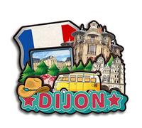 Dijon Bourgogne-Franche-Comté France Aimant de réfrigérateur Collection en bois 3D Fait main Voyage Ville Souvenirs Aimant de réfrigérateur Décoration de la maison Cadeau -1249