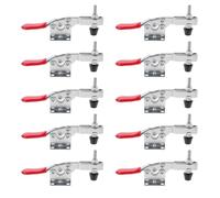 DIKACA 10 pièces Pinces à Bascule Horizontales Rapides Maintien Métallique Bas Ajustables pour Métal et Bois Poignée Vinyle Antidérapante Usage Industriel Polyvalent