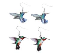 DIKACA 2 Paires Boucles Doreilles Oiseaux Colorées Motif Pigeon Chouette Perroquet Bijoux Femmes et Élégants