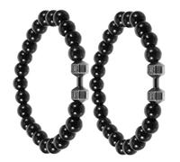 DIKACA 2 pièces Bracelet de Perles Poids Au Poignet Homme Lot de Bracelets Gymnastique avec Perles Bijoux Fitness pour Homme