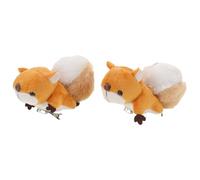 DIKACA 2 Pièces Broche écureuil en peluche Clip de col de pull Broche unique épingle à foulard Light Brown