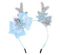 DIKACA 2 Pièces Cerceau de Cheveux Cerf de Noël avec Noeud Bleu Accessoires Festifs pour Garçon Fille Serre-tête Cerf Rigide pour Fêtes et Réunions Familiales