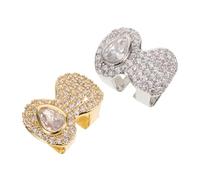 DIKACA 2 Pièces Hip Hop Plated Tooth Caps With Zircon Stones Comfortable Fake Teeth Grills For Men Women Cosplay And