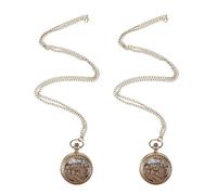 DIKACA 2 Pièces Montre Gousset Steampunk Unisexe à Remontage Manuel Montre de Poche à Quartz avec Chaîne Accessoire Costume Vintage pour Noël et Cadeau Fête des Pères